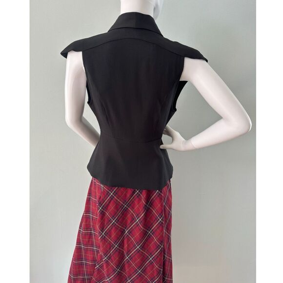 NWT BCBGeneration Black Double Breasted V Neck Peplum Top Blouse size 4 - Picture 2 of 7